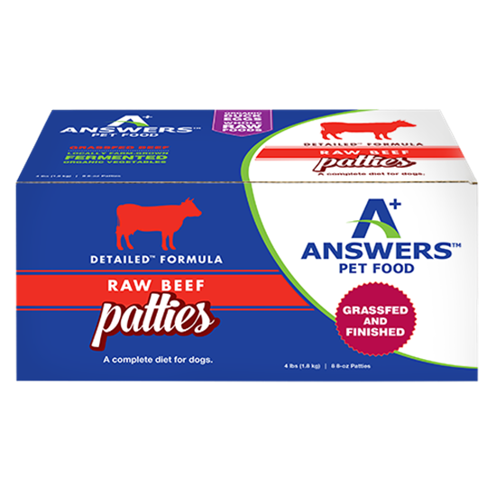 Answers Pet Food  Detailed Beef Formula for Dogs - Patties (4 lb)