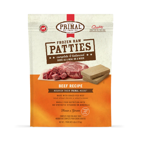 Primal Frozen Raw Patties Dog Food Beef Recipe