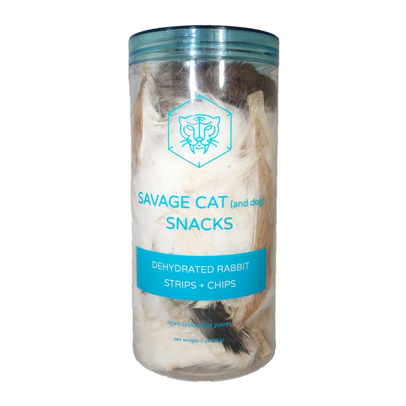 Savage Cat Dehydrated Rabbit Strips + Chips Treats (3 oz)