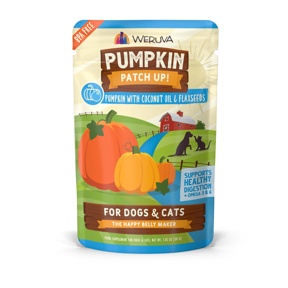 Weruva Pumpkin Patch Up!, Pumpkin with Coconut Oil & Flaxseeds for Dogs & Cats (1.05oz Pouch, Pack of 12)