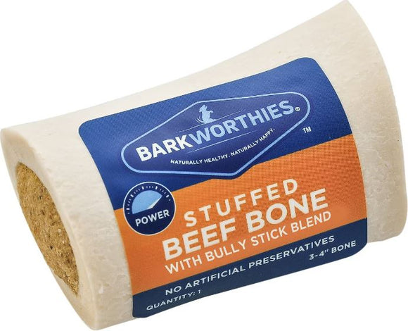 Barkworthies Shin Bone Stuffed with Bully Stick Blend Dog Treat (3-4