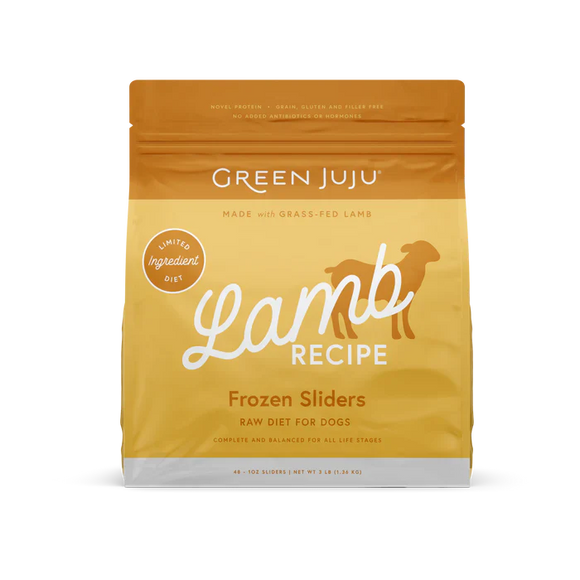 Green Juju Lamb Recipe Frozen Patties & Sliders for Dogs