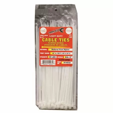 Tool City 8 in. L White Cable Tie 100 Pack (8