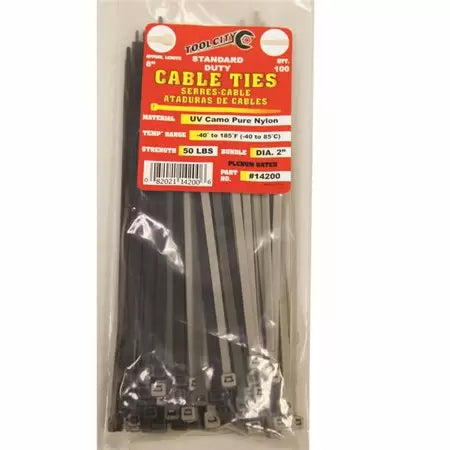 Tool City 8 in. L Camo Cable Tie 50LB STD DUTY 100 Pack