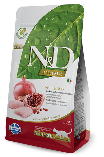 Farmina Prime N&D Natural & Delicious Grain Free Chicken & Pomegranate Neutered Adult Dry Cat Food
