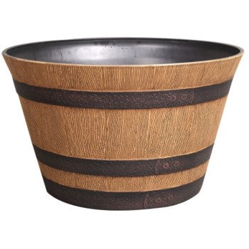 Southern Patio HDR-055440 Whiskey Barrel Design Planter, Natural Oak ~ Approx 15.5
