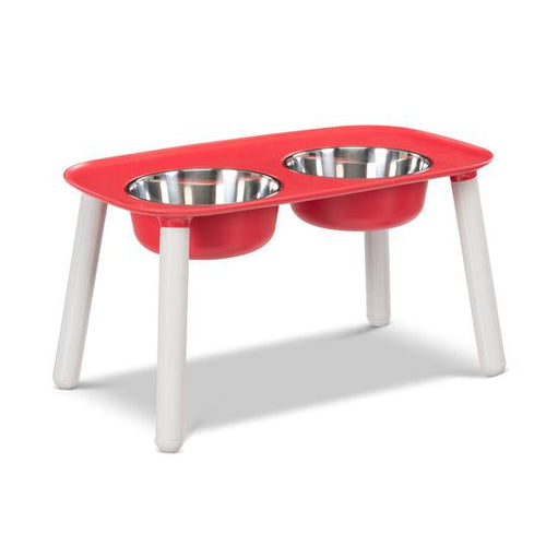 Messy Mutts Elevated Adjustable Double Feeder with Stainless Bowls