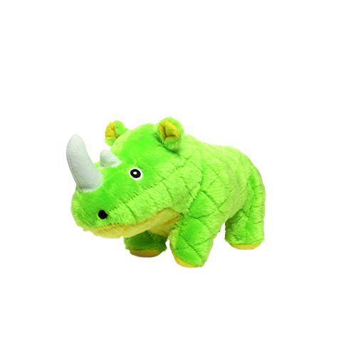 Mighty Rhinoceros Durable Plush Squeaky Dog Toy (Green)