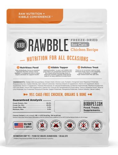 Bixbi Rawbble® Freeze-Dried Food for Cats – Chicken Recipe