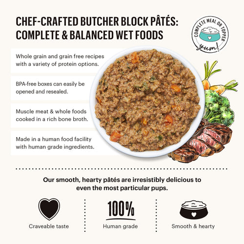 The Honest Kitchen Beef, Cheddar & Farm Veggies Butcher Block Pate Wet Dog Food