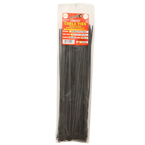 Tool City 14.5 In. L Black Cable Tie 50LB SD SCREW MOUNT 100 Pack