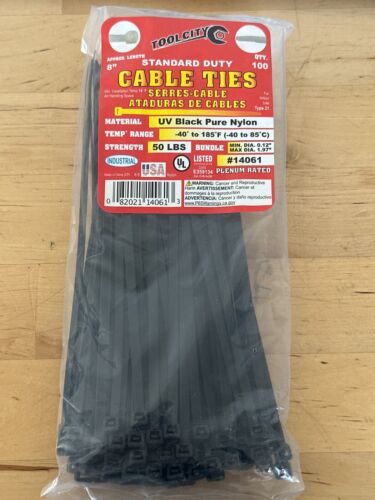 Tool City 8 In. L Black Cable Tie 100 Pack (8