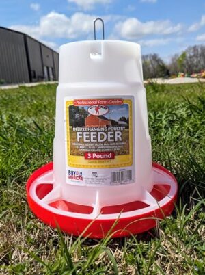 POULTRY FEEDER HANG 3LB PLAS