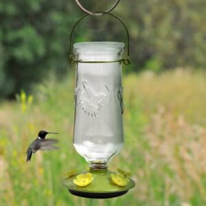 GLASS HMMNGBIRD FEEDER GREEN