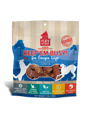 PLATO DOG DK/BLBR TRT LG 5OZ