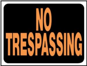 NO TRESPASSING SIGN 9X12