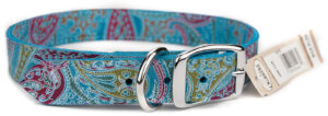 PAISLEY LTHR COLLAR 24" TURQ