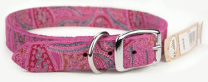 PAISLEY LTHR COLLAR 24" PINK