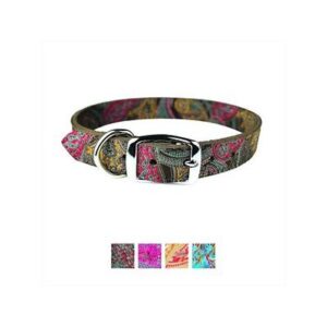 PAISLEY LTHR COLLAR 20" CHOC