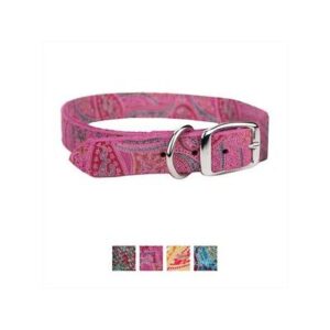 PAISLEY LTHR COLLAR 14" PINK