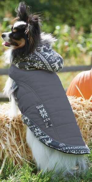 PATTERN DETAIL COAT GREY MD