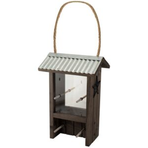 FINCH FEEDER RUSTIC TIN ROOF