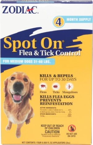ZOD SPOT ON DOG 4PK 31-60LB