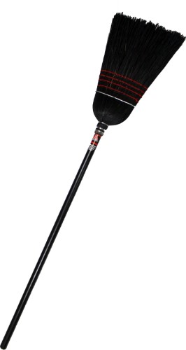 CORN BROOM & RATTAN BLK HNDL