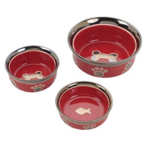 DOG DISH COPPER RIM 7" RED
