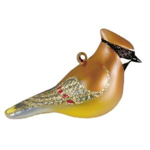 ORNAMENT BIRD CEDAR WAXWING
