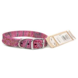 PAISLEY LTHR COLLAR 10" PINK