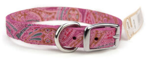 PAISLEY LTHR COLLAR 18" PINK