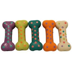 POLKA DOT BONE DOG TOY 7"