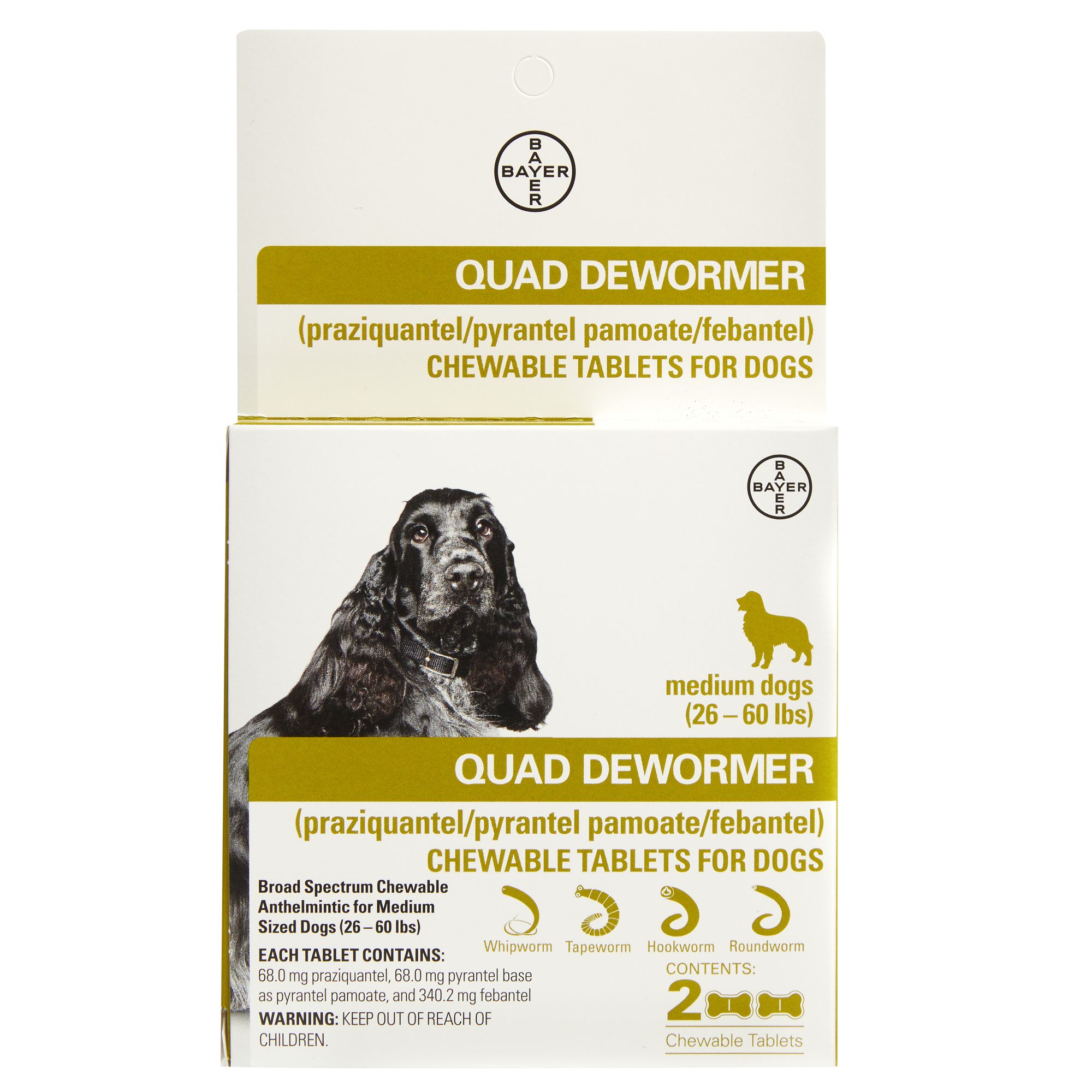 QUAD DEWORMER DOG 68MG 2CT