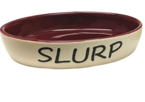 OVAL CAT DISH SLURP BURGUNDY