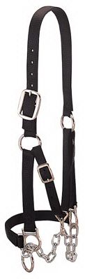 NYLON COW HALTER W CHAIN SM