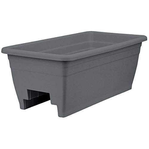 DECK RAIL PLANTER PLASTIC GRAY