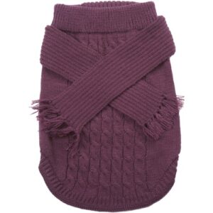 DOG SCARF SWEATER PLUM LG