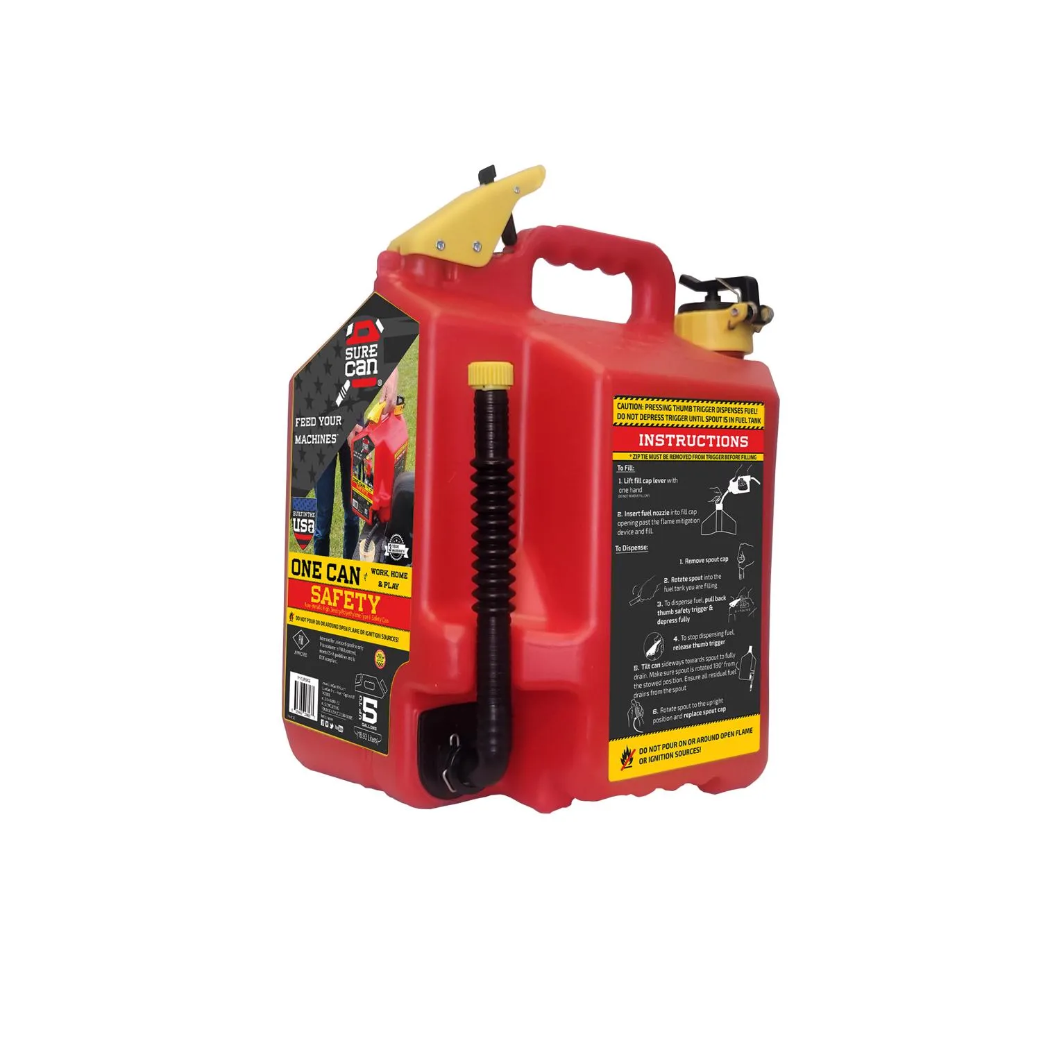 GAS CAN WITH SAFETY 5 GAL RED