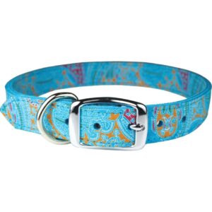 PAISLEY LTHR COLLAR 22" TURQ