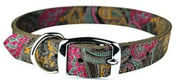 PAISLEY LTHR COLLAR 10" CHOC