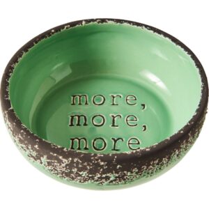 STONEWARE DOG DISH GREEN 5IN