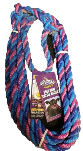 POLY ROPE COW HALTER BLU/PNK