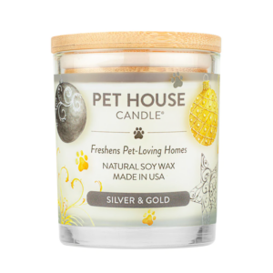 PET HOUSE SILVER & GOLD CANDLE