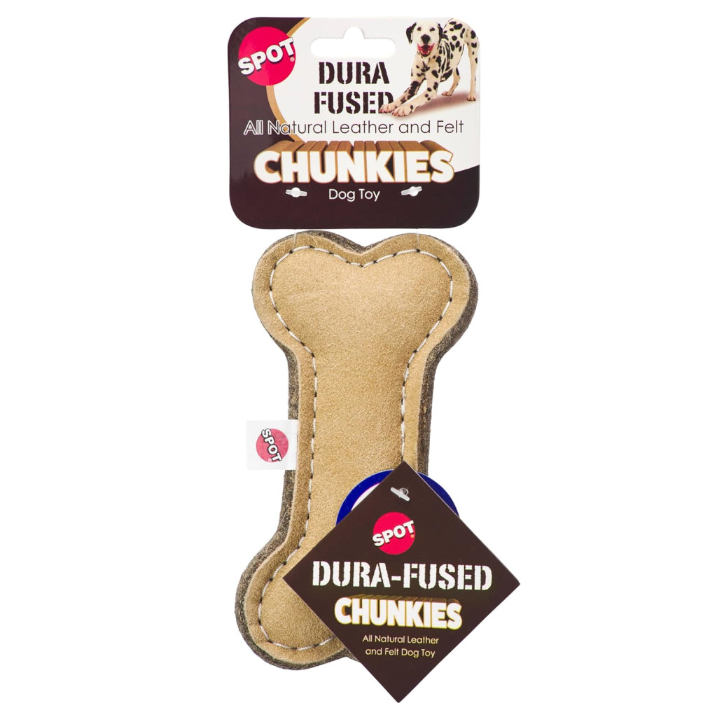 SPOT LEATHER CHUNKY BONE TOY 6"