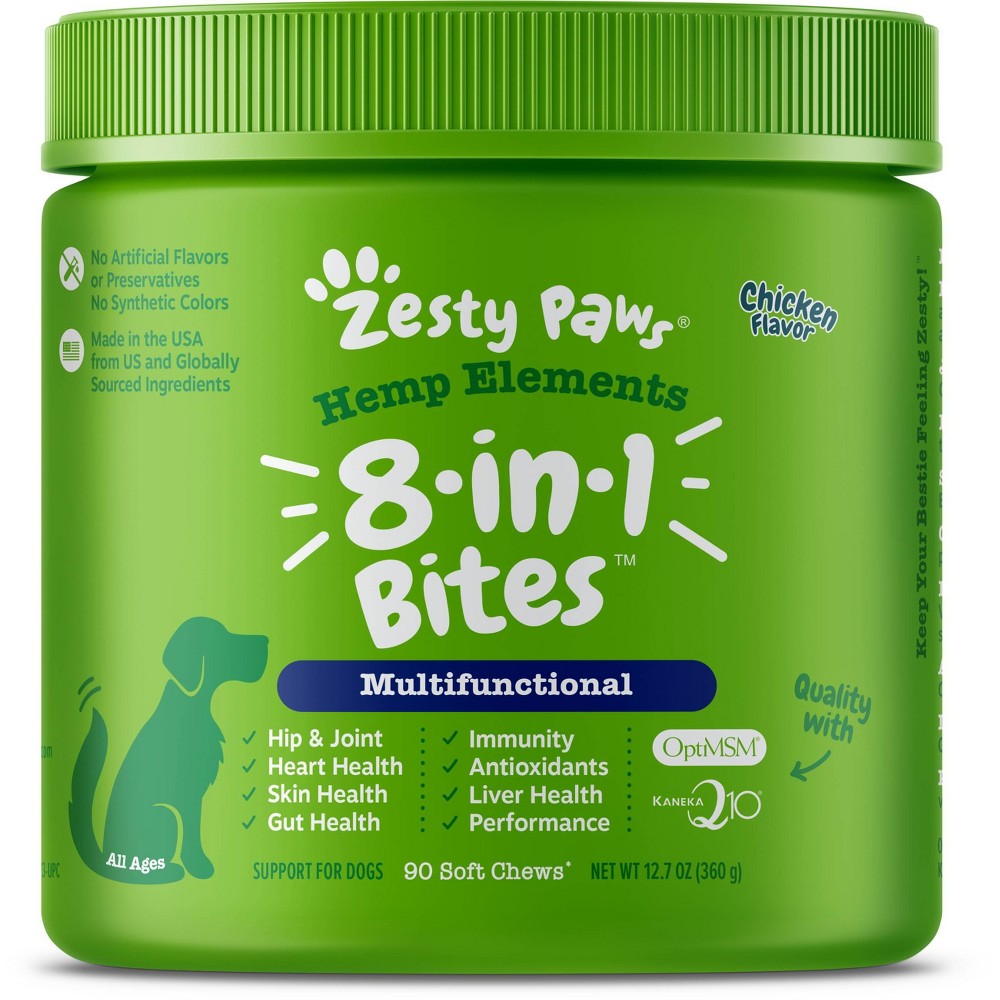 ZESTY HEMP 8 IN 1 CKN BITES 90CT